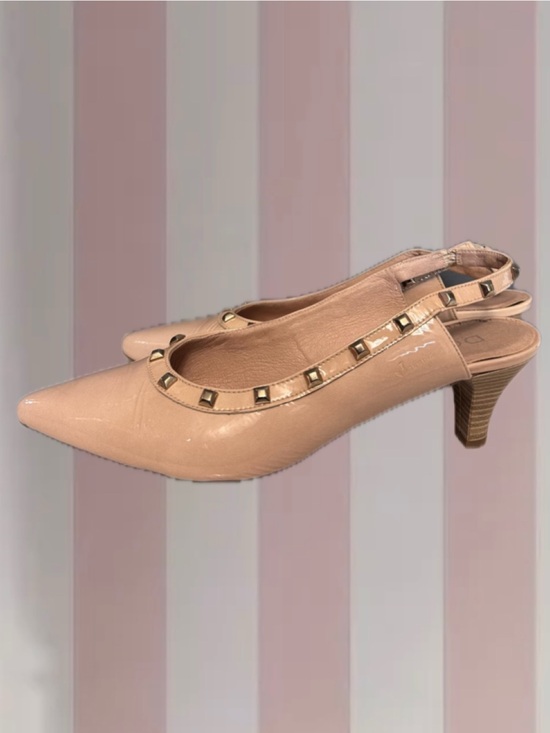 Dorking Shoes - Dorking Studded Nude Sling-Back Kitten Heels